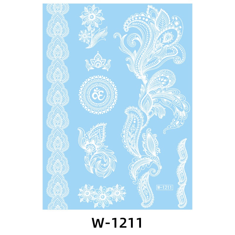 White Lace Tattooed HENNA INSTAN/HENNA TEMPORER Waterproof Indian Floral Geometric Pattern for A Party Wedding