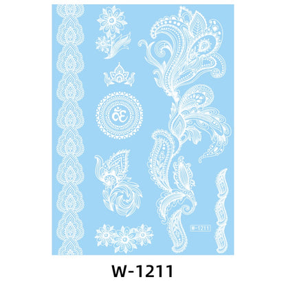 White Lace Tattooed HENNA INSTAN/HENNA TEMPORER Waterproof Indian Floral Geometric Pattern for A Party Wedding