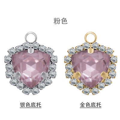 Fat Triangle Diy Necklace Earrings Accessories Pendant Crystal Glass Claw Rhinestone