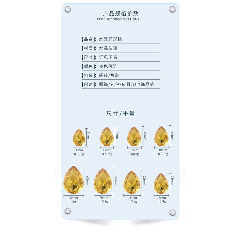 Manufacturer wholesale, glass material water drop crystal rhinestone mobile phone sticker diamond DIY accessories hair accessories handmade material glass diamond beads