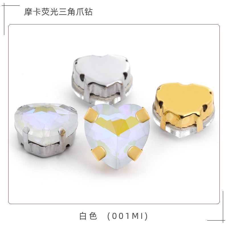 TonyBead, Mocha ab fluorescent series 12mm gold bottom bracket/white K bottom bracket, peach heart claw drill DIY jewelry accessories pointed bottom drill nail art sticker drilling material