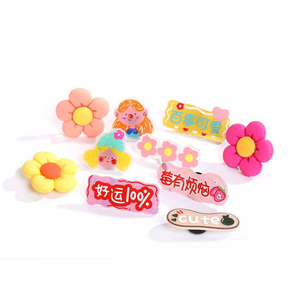 Selling Crocs Diy Accessories Cartoon Cute Girl Head Acrylic Mixed Shoes Flower Shoe Buckle Accessories