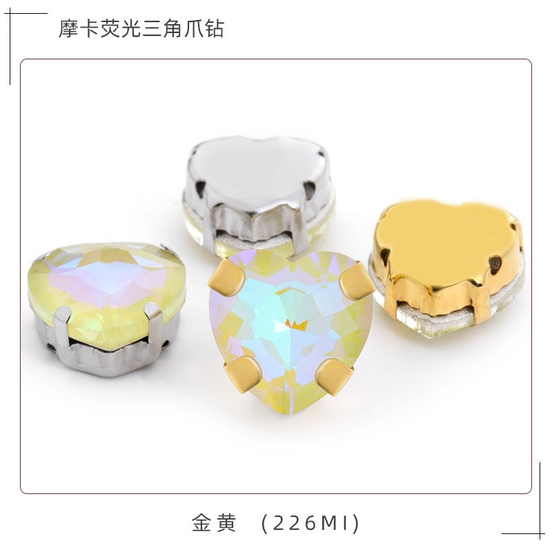 TonyBead, Mocha ab fluorescent series 12mm gold bottom bracket/white K bottom bracket, peach heart claw drill DIY jewelry accessories pointed bottom drill nail art sticker drilling material