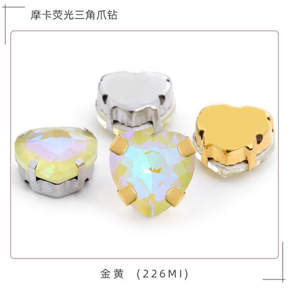 TonyBead, Mocha ab fluorescent series 12mm gold bottom bracket/white K bottom bracket, peach heart claw drill DIY jewelry accessories pointed bottom drill nail art sticker drilling material