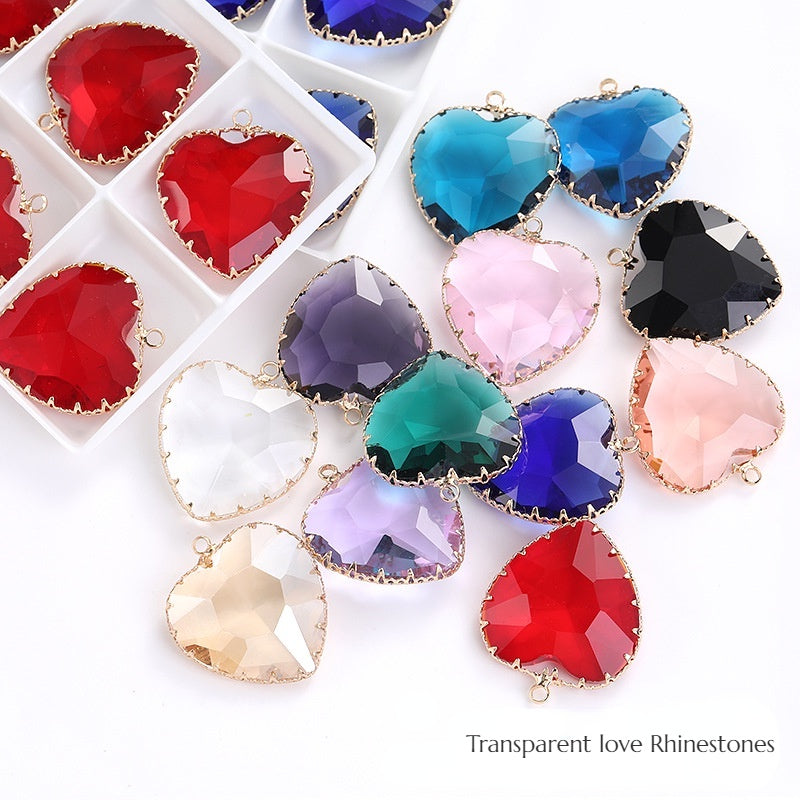 Fashion Transparent Love Heart Crystal Pendant for Earring Necklace Diy Making