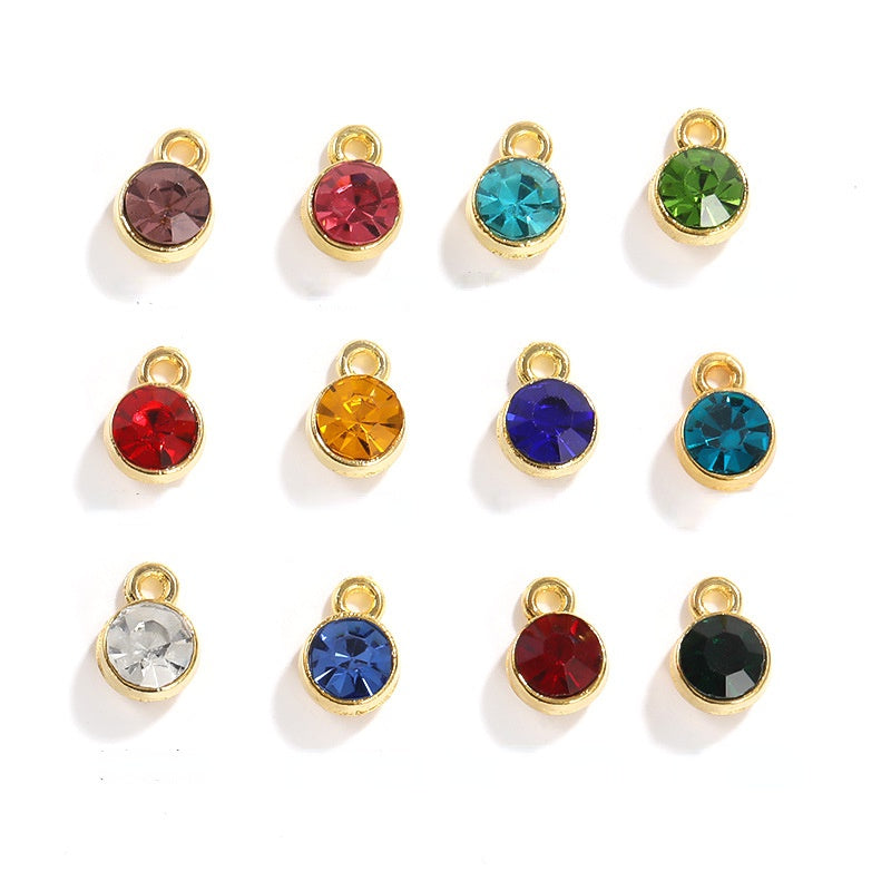 6MM Beads Pendant Shiny Crystal Diamond Glass Rhinestone  with Gold/Silver Zinc Base Necklace