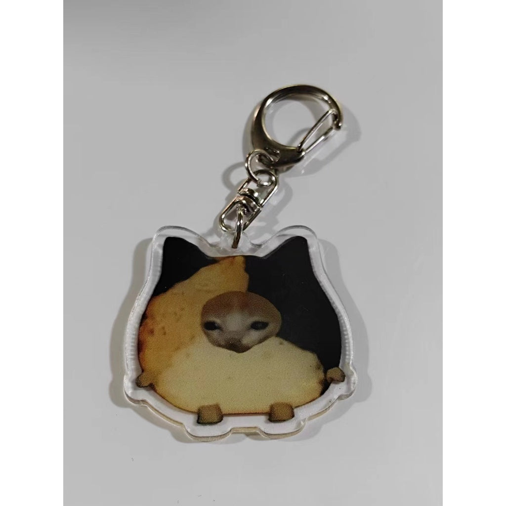 Funny Food Cat Acrylic Keychain Cat School Bag Pendant Transparent Cartoon Gift Keychain