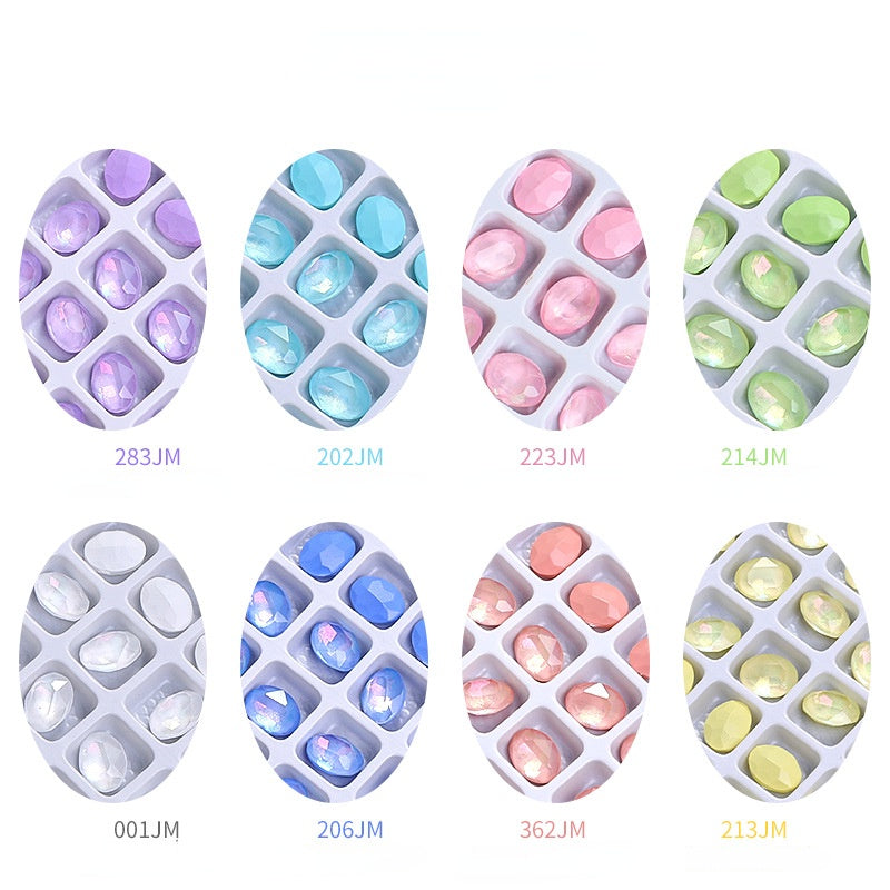 Nail Art Oval Aurora Mocha Pointy Bottom Diamond-rhinrhine-glass Diamond-nail Bag Cap Accessory Decoration DIY