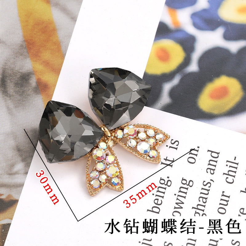 Creative Full Diamond Black and White Spot Alloy Bow DIY Phone Case Brooch Accessories