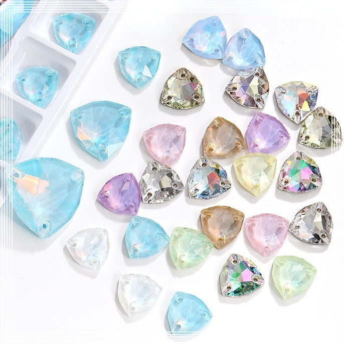 Fat Triangle Mocha Series Garment Sew on Rhinestone Glass Crystal Button for Clothing Jewelry Making
