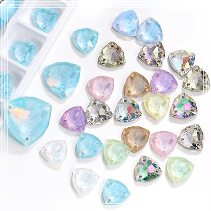 Fat Triangle Mocha Series Garment Sew on Rhinestone Glass Crystal Button for Clothing Jewelry Making