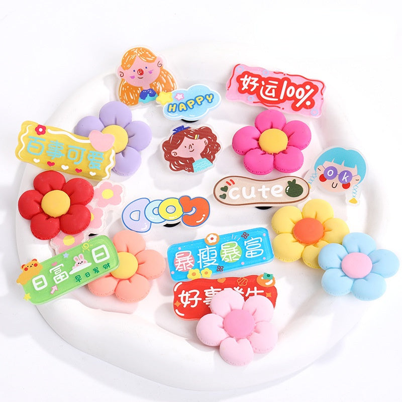 Selling Crocs Diy Accessories Cartoon Cute Girl Head Acrylic Mixed Shoes Flower Shoe Buckle Accessories