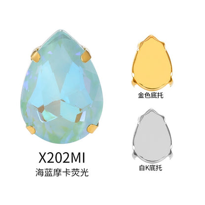 TonyBead, light-colored 50 water droplets Mocha fluorescent four-corner claw drill DIY jewelry sticker drilling material, shoes and clothing accessories wholesale