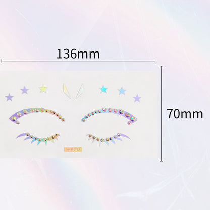 Laser Eye Patch Pearl Rhinestones Eye Acrylic Face Diamond Patch Paper