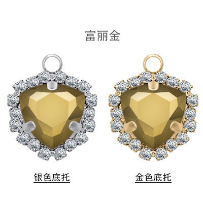 Fat Triangle Diy Necklace Earrings Accessories Pendant Crystal Glass Claw Rhinestone