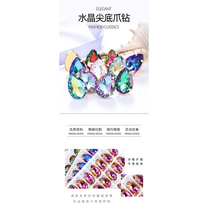 TonyBead 10 * 14mm/13 * 18mm high-end diamond water drop, pointed bottom claw diamond, crystal stone, four-corner claw drill, hand sewn diamond jewelry accessories, clothes accessories