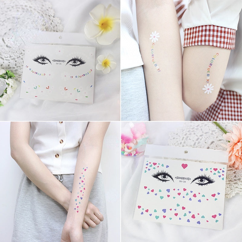 Fashion Little Daisy Print Face Stickers Waterproof and Sweatproof Collarbone Arm Temporary Tattoo Stickers