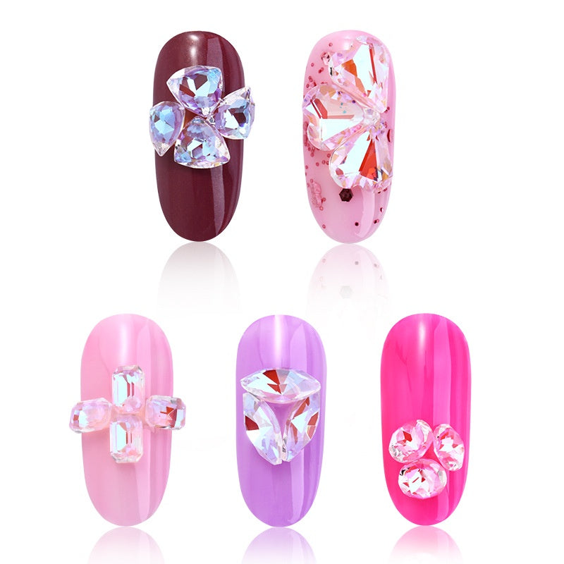 10PCS Transparent Fluorescent Bottomless Crystal Glass Rhinestone Nail Rhinestone Nail Stickers Diy Accessory Accessories