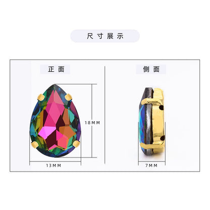 TonyBead 10 * 14mm/13 * 18mm high-end diamond water drop, pointed bottom claw diamond, crystal stone, four-corner claw drill, hand sewn diamond jewelry accessories, clothes accessories