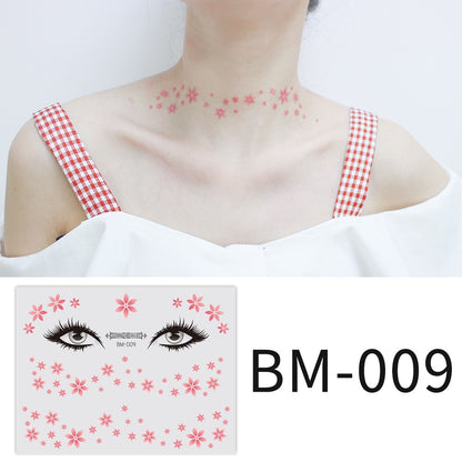 Fashion Little Daisy Print Face Stickers Waterproof and Sweatproof Collarbone Arm Temporary Tattoo Stickers