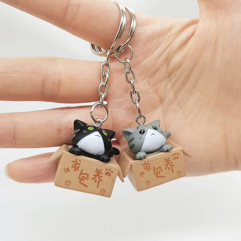 Funny Cute Cat Soft PVC Keychains 3D Cartoon Animal Pendant Kawaii Keychain