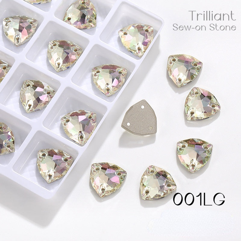 Fat Triangle Mocha Series Garment Sew on Rhinestone Glass Crystal Button for Clothing Jewelry Making