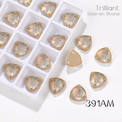Fat Triangle Mocha Series Garment Sew on Rhinestone Glass Crystal Button for Clothing Jewelry Making