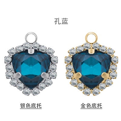Fat Triangle Diy Necklace Earrings Accessories Pendant Crystal Glass Claw Rhinestone