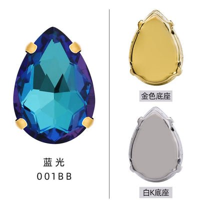 10 * 14/13 * 18mm water drop claw diamond, gold/silver bottom support four-claw crystal claw diamond, hand-sewn rhinestone, clothing accessories