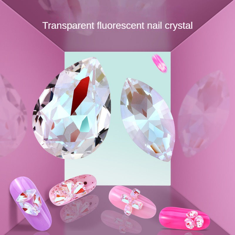 10PCS Transparent Fluorescent Bottomless Crystal Glass Rhinestone Nail Rhinestone Nail Stickers Diy Accessory Accessories