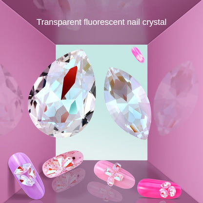 10PCS Transparent Fluorescent Bottomless Crystal Glass Rhinestone Nail Rhinestone Nail Stickers Diy Accessory Accessories