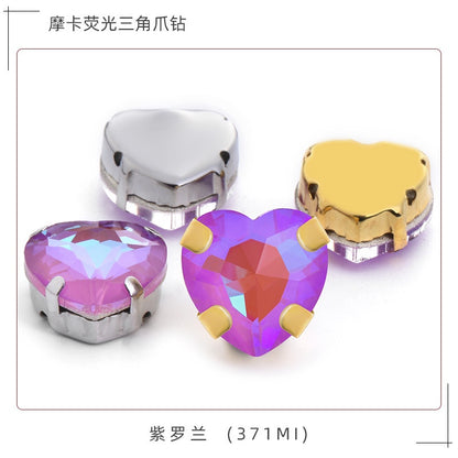 TonyBead, Mocha ab fluorescent series 12mm gold bottom bracket/white K bottom bracket, peach heart claw drill DIY jewelry accessories pointed bottom drill nail art sticker drilling material