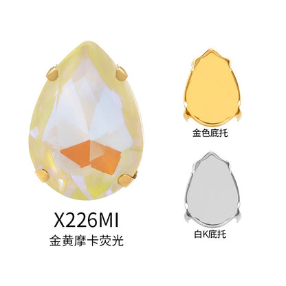 TonyBead, light-colored 50 water droplets Mocha fluorescent four-corner claw drill DIY jewelry sticker drilling material, shoes and clothing accessories wholesale