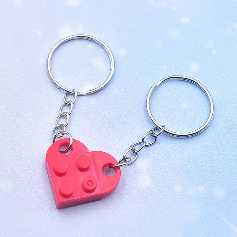 Acrylic Material Creative Building Block Keychain/Keyring 1pcs Pendant Decorative Acrylic Heart Shape Necklace