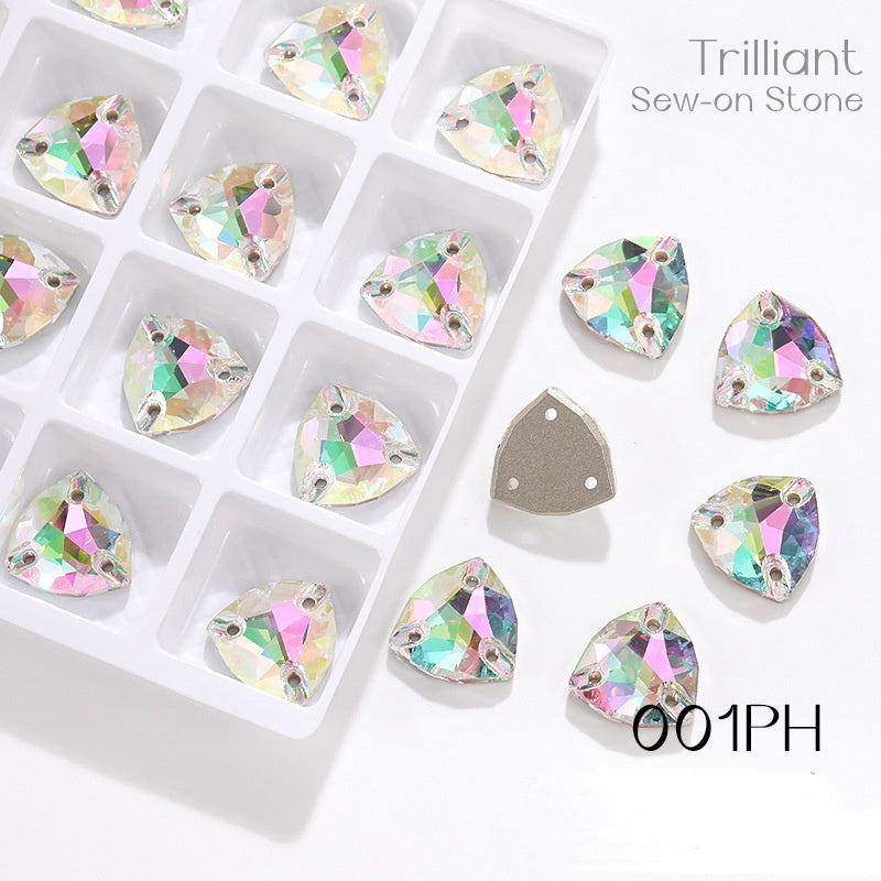 Fat Triangle Mocha Series Garment Sew on Rhinestone Glass Crystal Button for Clothing Jewelry Making