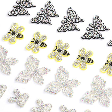 Cute Butterfly Bee Rabbit Crystal ABS Pearl Rhinestone Non-woven Fabric Patch for Decoration
