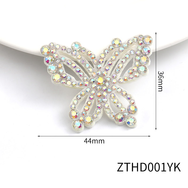 Cute Butterfly Bee Rabbit Crystal ABS Pearl Rhinestone Non-woven Fabric Patch for Decoration