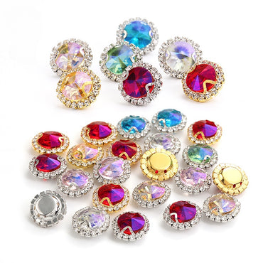 Round Shape Crystal Buckle Glass Claw Diamond Around Edge Hand Sewn Diamond Diy Jewelry Accessories