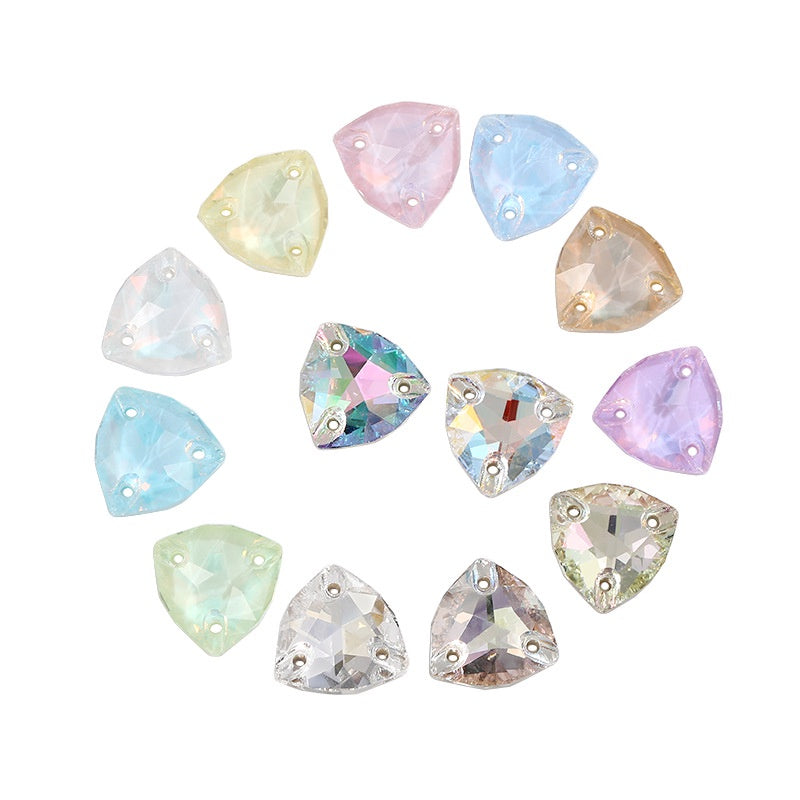 Fat Triangle Mocha Series Garment Sew on Rhinestone Glass Crystal Button for Clothing Jewelry Making