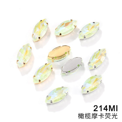 Horseeye 6*12mm/7*15mm Leaf Shape Mocha Fluorescent Quadangle Claw Rhinestone Diy Jewelry Material