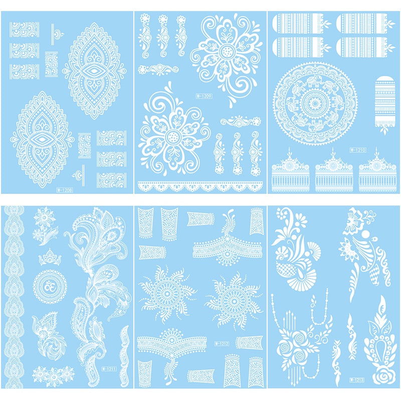 White Lace Tattooed HENNA INSTAN/HENNA TEMPORER Waterproof Indian Floral Geometric Pattern for A Party Wedding