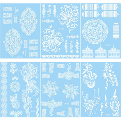 White Lace Tattooed HENNA INSTAN/HENNA TEMPORER Waterproof Indian Floral Geometric Pattern for A Party Wedding