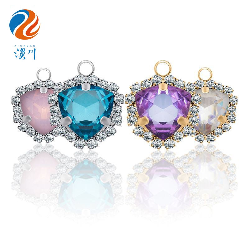 Fashion Pendant Fat Triangle Crystal Glass Claw Rhinestone Diy Necklace Earrings Accessories