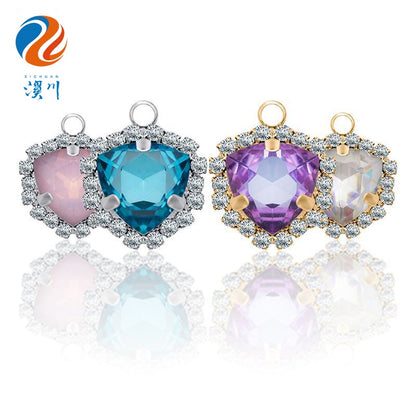 Fashion Pendant Fat Triangle Crystal Glass Claw Rhinestone Diy Necklace Earrings Accessories