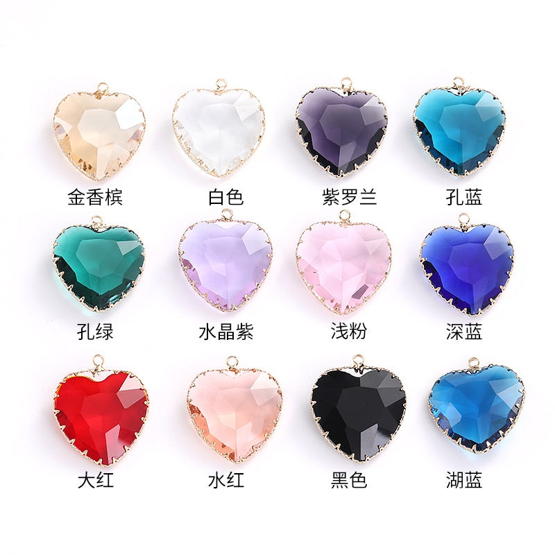 Fashion Transparent Love Heart Crystal Pendant for Earring Necklace Diy Making