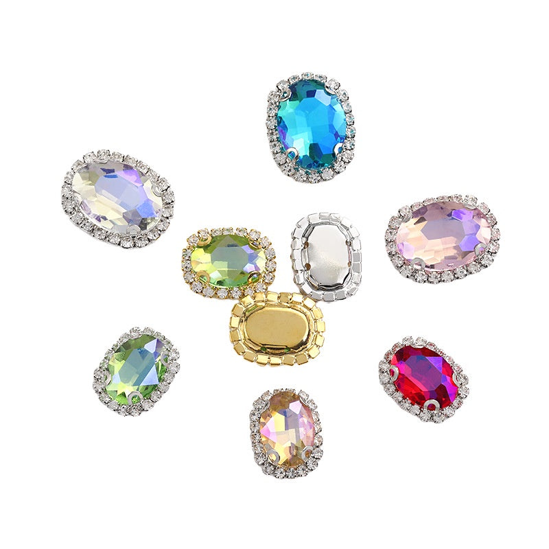 10*14/13*18mm Oval Crystal Buckle Glass Claw Rim Hand Stitched Rhinestone Diy Jewelry Accessories