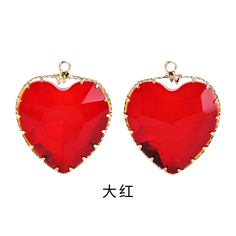 Fashion Transparent Love Heart Crystal Pendant for Earring Necklace Diy Making