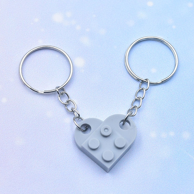 Acrylic Material Creative Building Block Keychain/Keyring 1pcs Pendant Decorative Acrylic Heart Shape Necklace