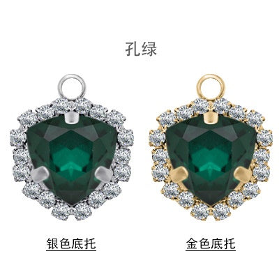 Fat Triangle Diy Necklace Earrings Accessories Pendant Crystal Glass Claw Rhinestone