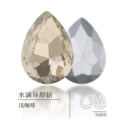 18 * 25Mm water drop shape, manufacturer wholesale glass material water drop crystal rhinestone mobile phone sticker diamond DIY accessories hair accessories handmade material glass diamond beads